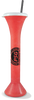 18oz Plastic Pint Sized Yard is a long, tall cup with a cap and straw and in a translucent red color with a custom logo