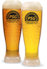 21oz Plastic Bubble Pilsner shaped glass with bubbles inside and custom logo printed on the outside