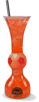 24oz Plastic Soccer Ball Yard in orange with a custom logo