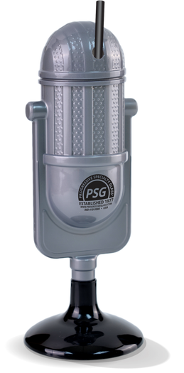 21oz Plastic Microphone shaped yard cup with a custom logo