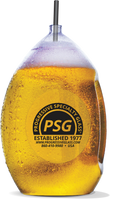 44oz Plastic Football cup w/Handle filled with beer and a custom logo on the side