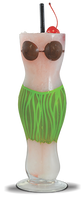 19oz Hula Girl Glass is a glass shaped like a hula girl with painted skirt and custom logo