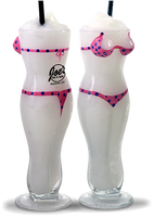 18oz Bikini Girl Glass with a handpainted pink bikini and custom logo