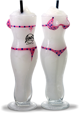 18oz Bikini Girl Glass with a handpainted pink bikini and custom logo