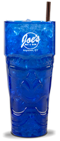 32oz Plastic Sunglass Tiki Cup in the color blue with a custom logo