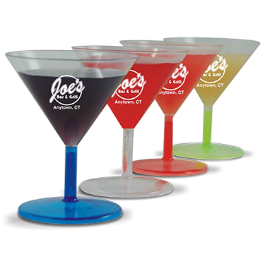 2oz Plastic Martini Shot in a variety of colors with a custom logo