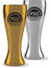 20oz Mirror-Coated Pilsner Glass in gold and silver with a custom logo