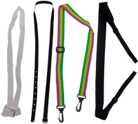 Straps & Lanyards that connect to our yard glasses so they can be easily hung around a neck or carried.