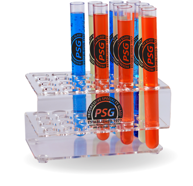Test Tube Rack is a clear plexiglass holder for the test tube shot glasses
