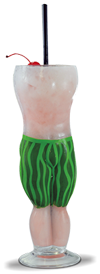 20oz Hula Guy Glass is a glass painted to look like a hula guy.