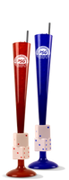 24oz Plastic Dice Prostacker™ is a cup with dice at the bottom and custom logo printing