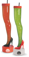 60oz Plastic The Leg© is a clear cup shaped like a leg with heels. Options for custom logo printing available.
