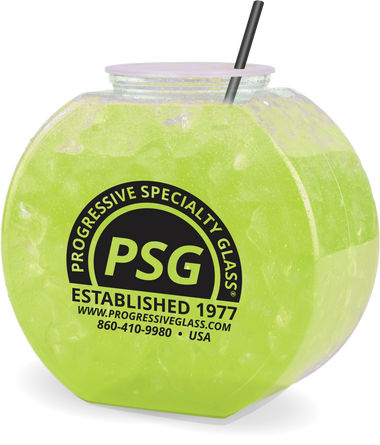 64oz Plastic Fishbowl is a large plastic drum style fishbowl with logo printing on both sides