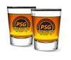1.75oz Whiskey Shot Glass is a small clear glass with a thick glass bottom and custom logo printing