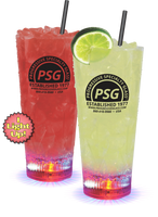20oz Plastic Light-Up Cup is a clear plastic cup with a light at the bottom and custom logo printing