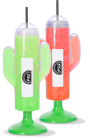 32oz Plastic Cactus Sipper is a clear plastic cup in the shape of a cactus with custom logo printing