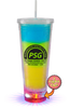 22oz Plastic Light-Up Insulated Tumbler is a clear tumbler that lights up different colors and shows your custom logo