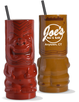 20oz Ceramic Smiley Tiki Tumbler is an opaque classic tiki cup with custom logo printing