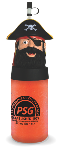 24oz Plastic Pirate Sipper is a cup with a pirate character head on top and custom logo printing