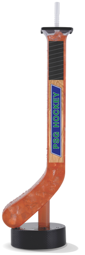32oz Plastic Hockey Stick Yard is a cup in the shape of a hockey stick with an area for a custom logo