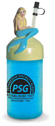 24oz Plastic Mermaid Sipper with mermaid character on top and custom logo printing
