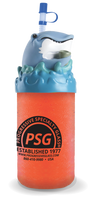 24oz Plastic Whale Sipper with whale character on top and custom logo printing
