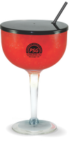 45oz Plastic 3 Piece Fun Bowl® shown put together with a large red margarita and a custom logo printed on it