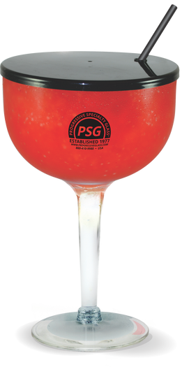 45oz Plastic 3 Piece Fun Bowl® shown put together with a large red margarita and a custom logo printed on it