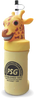 24oz Plastic Giraffe Sipper, a cup with a giraffe character on top and a custom logo