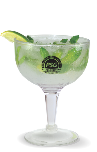 24oz Plastic Fun Bowl® or a jumbo margarita glass, with a custom logo