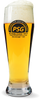 19oz Clear Pilsner Glass filled with beer, with a custom logo