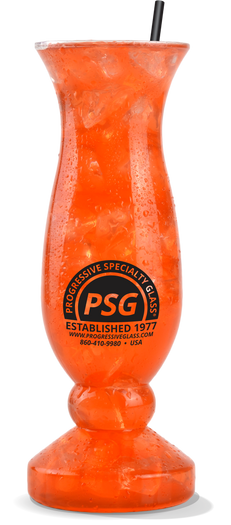 26oz Clear Plastic Hurricane Glass with a custom logo