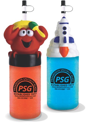 Custom Iconic Sippers, drinkware with character toppers and a custom logo