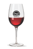 19oz Wine Glass with a custom logo filled with red wine