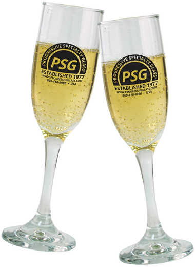 Champagne Flutes with custom logo or artwork