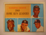 1961 Topps #43 1960 NL Home Run Leaders. Banks, Aaron, Mathews, Boyer EX