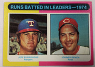 1975 Topps #308 1974 RBI Leaders Jeff Burroughs & Johnny Bench EX