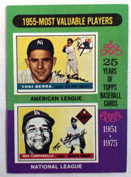 1975 Topps #193 1955 MVPs Yogi Berra & Roy Campanella EX