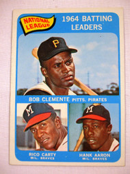 1965 Topps #2 1964 NL Batting Leaders, Clemente, Carty, Aaron. EXMT