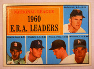 1961 Topps #45 NL 1960 ERA Leaders McCormick, Broglie, Drysdale, Friend, Williams EX 