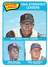 1965 Topps #12 1964 NL Strikeout Leaders EXMT.  Veale, Gibson, Drysdale.