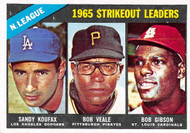 1966 Topps #225 1965 NL Strikeout Leaders EXMT. Koufax, Veale, Gibson.