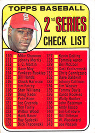 1969 Topps #107a 2nd Series Checklist Bob Gibson VGEX