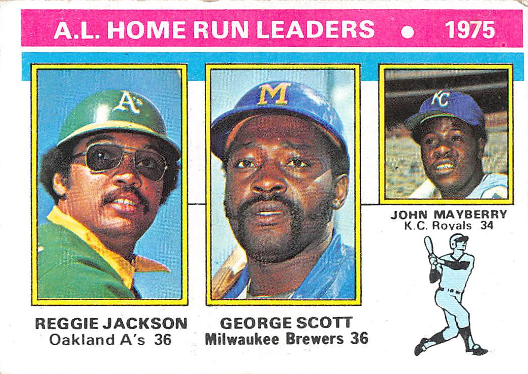 1976 Topps #194 AL HR Leaders VG. R. Jackson, Scott & Mayberry 