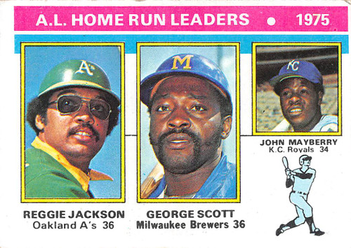 1976 Topps #194 AL HR Leaders VG. R. Jackson, Scott & Mayberry (76T194VG)