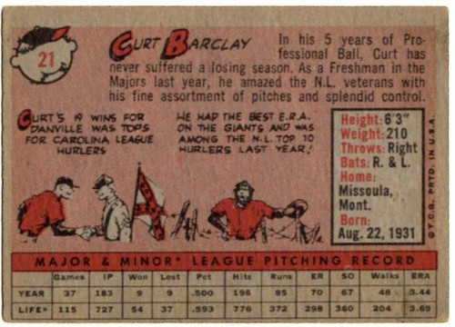 1958 Topps, Baseball Cards, Topps,  Barclay, Curt Barclay, Giants