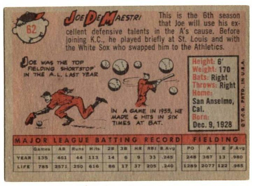 1958 Topps, Baseball Cards, Topps,  Joe, DeMaestri, A's