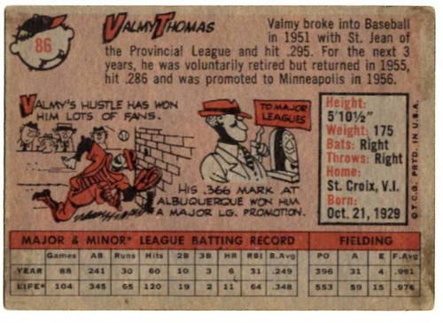 1958 Topps, Baseball Cards, Topps,  Valmy Thomas, Thomas, Cubs