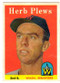 1958 Topps, Baseball Cards, Topps, Herb Plews, Senators