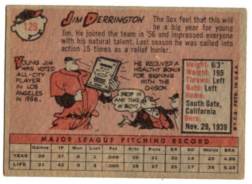 1958 Topps, Baseball Cards, Topps, Jim Derrington, White Sox